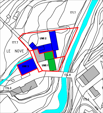 Immagine della planimetria dell'area, scala 1:1000